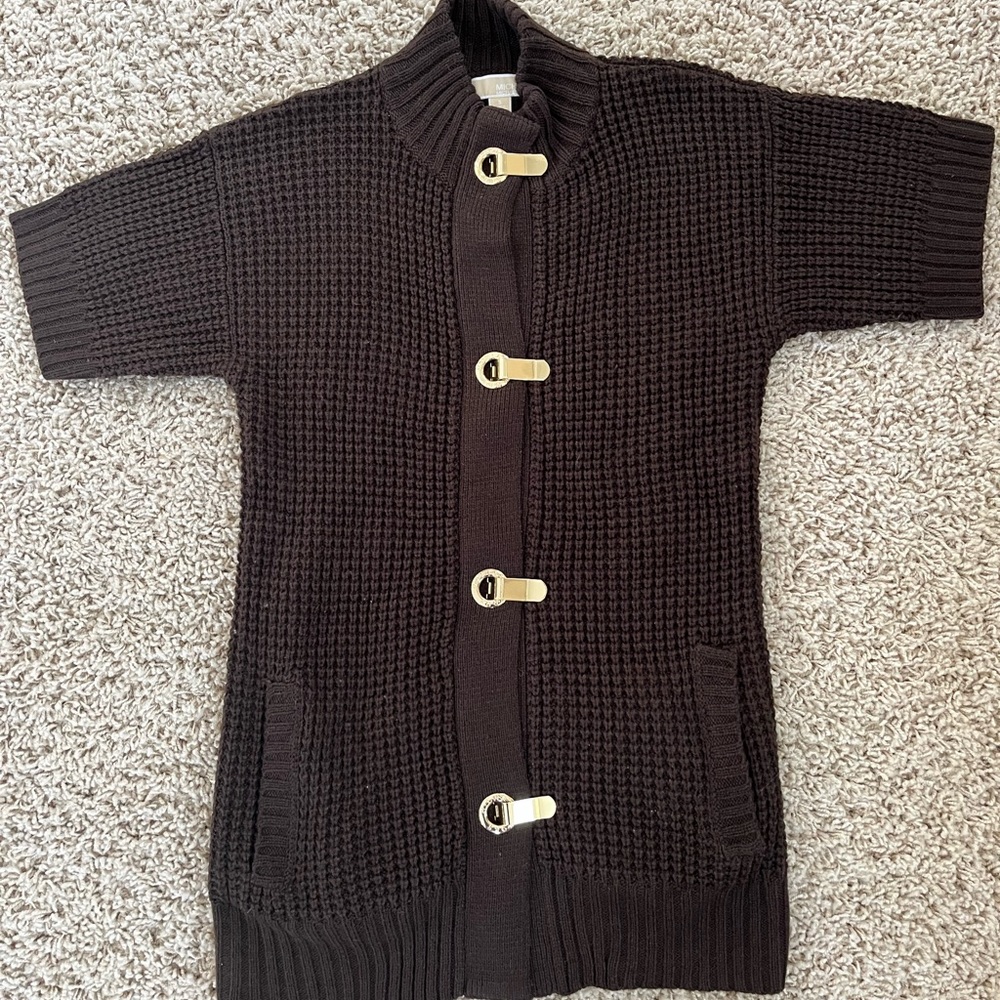 Michael Kors Long Sweater with Gold Toggle Closure